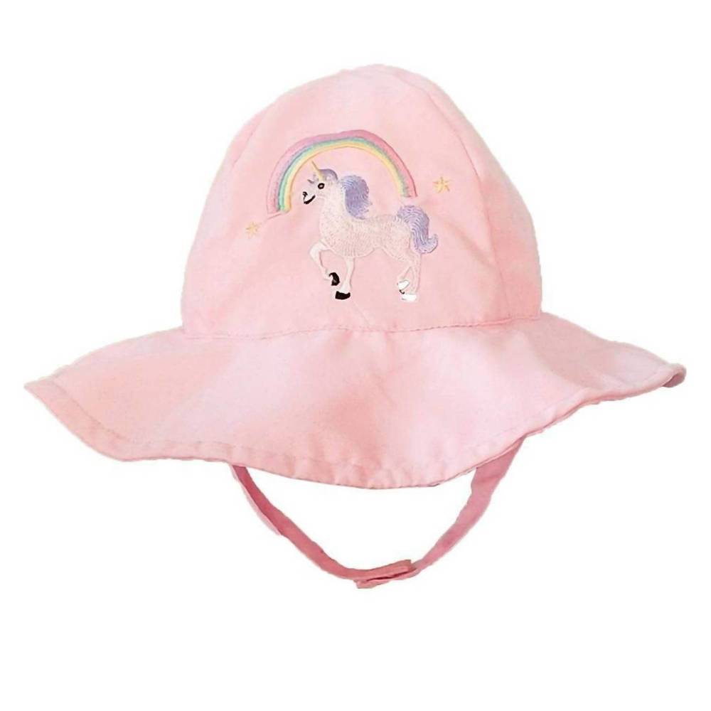 NEW HUGGALUGS baby girls unicorn upf 50+ sunhat in pink
